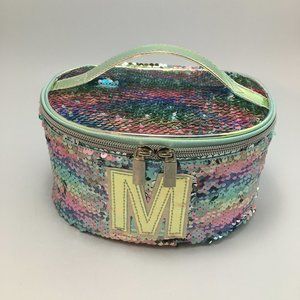 Justice Flip Sequin Train Case Makeup Letter M